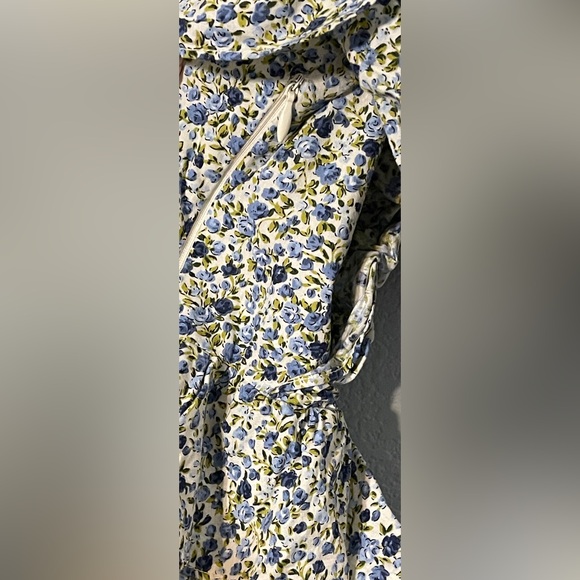 Hyacinth House Blue Floral Maxi Dress Puff Sleeve Ruffle Prairie Cottagecore XS - Picture 7 of 13